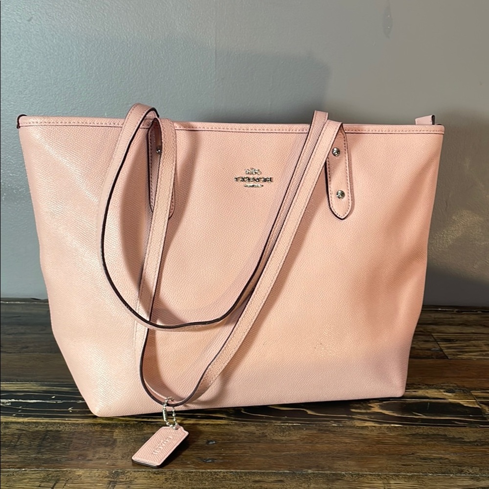 Coach petal pink handbag nice shape some nics along handle as shown - beautiful!